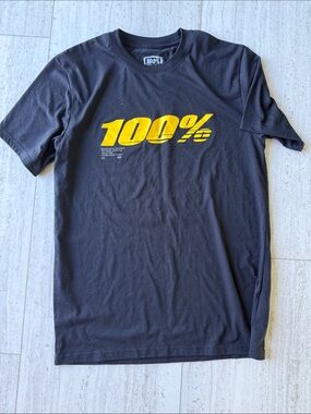 100% Pure Black Short Sleeve Tee with Yellow Logo